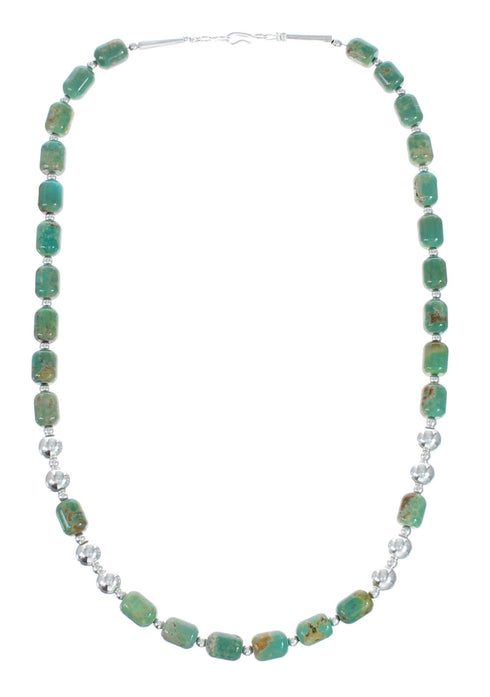 Navajo Turquoise Sterling Silver Bead Necklace And Pendant Set JX130626